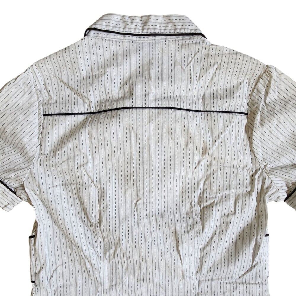 Maurices White Black Pinstripe Collared Short Sleeve Button Front Top sz S - Picture 6 of 11